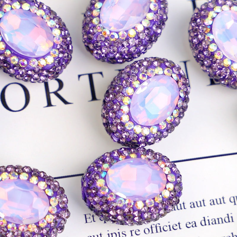 Wholesale Pigeon Egg Clay Inlaid with Diamond Straight Hole Diamond Beads